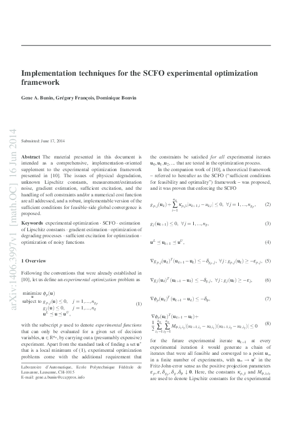 (PDF) Implementation techniques for the SCFO experimental optimization ...