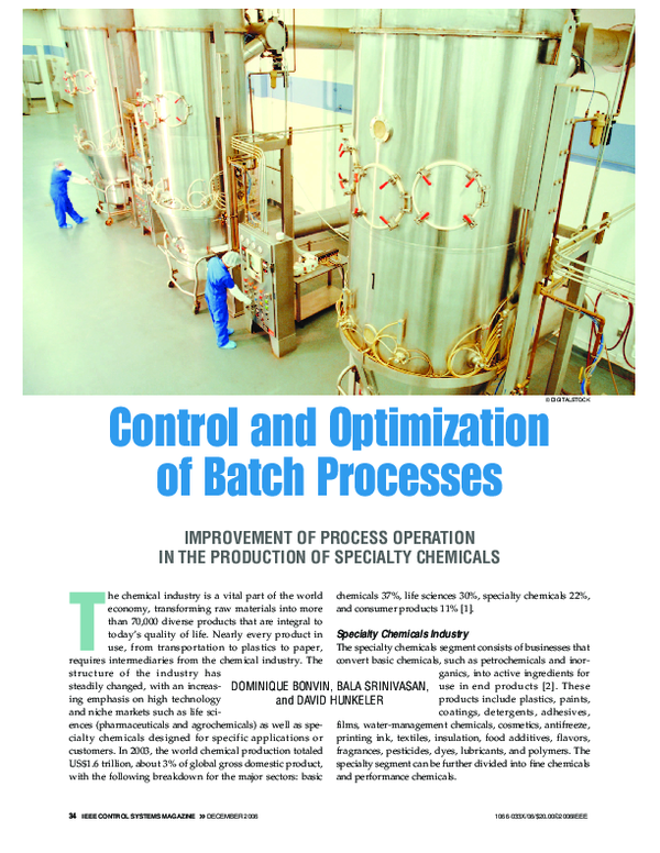 (PDF) Control and Optimization of Batch Processes