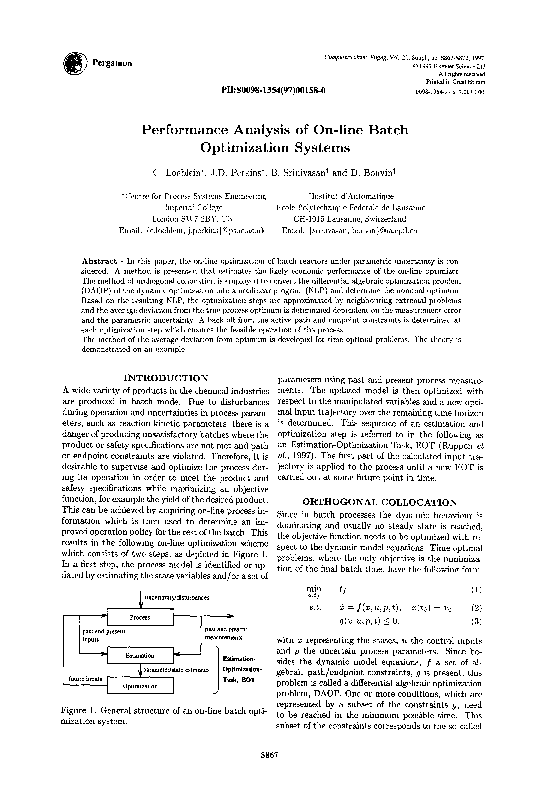 (PDF) Performance analysis of on-line batch optimization systems