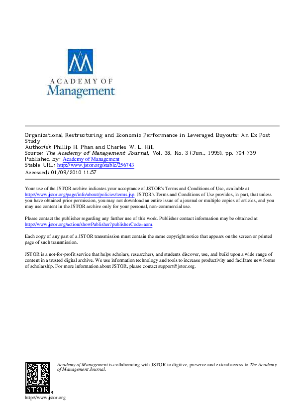 (PDF) ORGANIZATIONAL RESTRUCTURING AND ECONOMIC PERFORMANCE IN