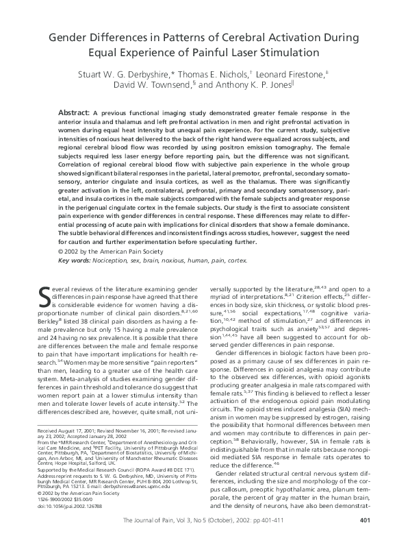 (PDF) Gender differences in patterns of cerebral activation during ...
