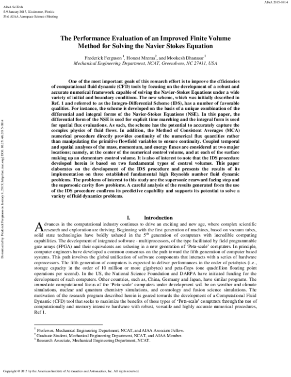 (PDF) The Performance Evaluation of an Improved Finite Volume Method ...