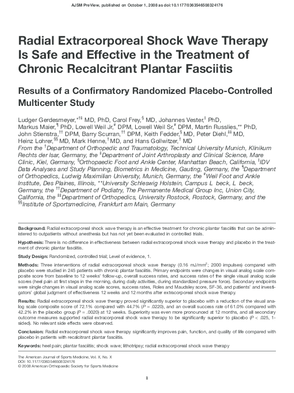 (PDF) Radial Extracorporeal Shock Wave Therapy Is Safe and Effective in ...