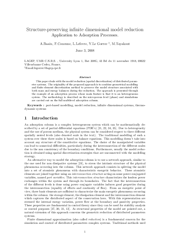 (PDF) Structure-preserving infinite dimensional model reduction ...