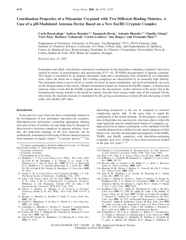 (PDF) Coordination Properties of a Polyamine Cryptand with Two ...