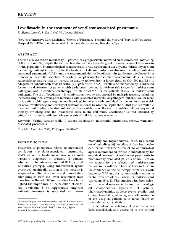 (PDF) Levofloxacin in the treatment of ventilator