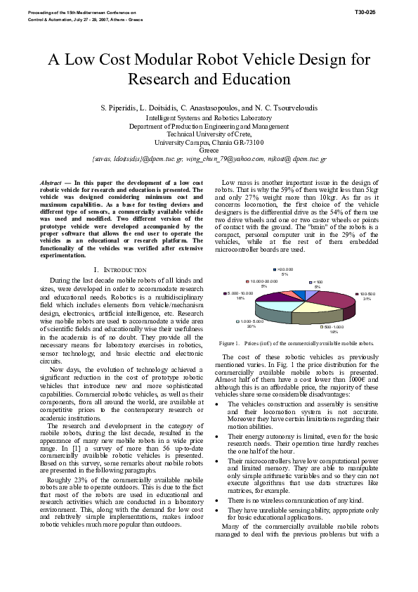 (PDF) A low cost modular robot vehicle design for research and education