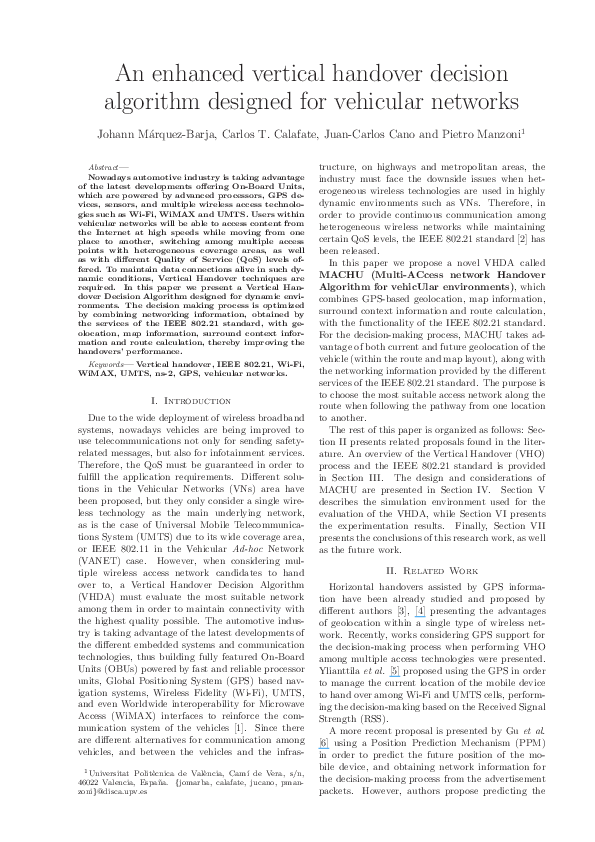 (PDF) An enhanced vertical handover decision algorithm designed for ...