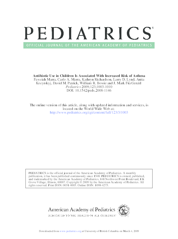 (PDF) Antibiotic Use in Children Is Associated With Increased Risk of ...