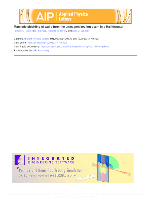 (PDF) Magnetic shielding of walls from the unmagnetized ion beam in a ...