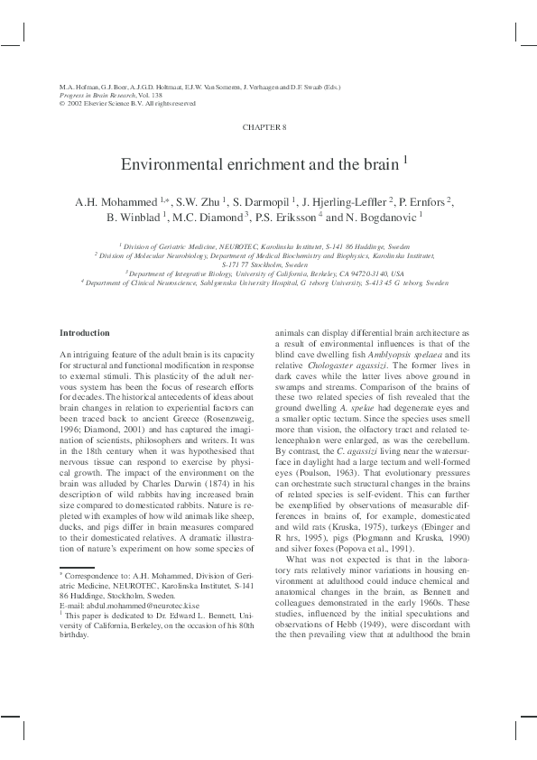 (PDF) Environmental enrichment and the brain