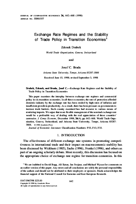 (PDF) Exchange Rate Regimes and the Stability of Trade Policy in ...