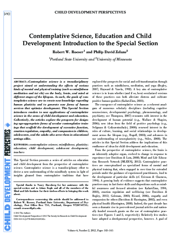 (PDF) Contemplative Science, Education and Child Development ...