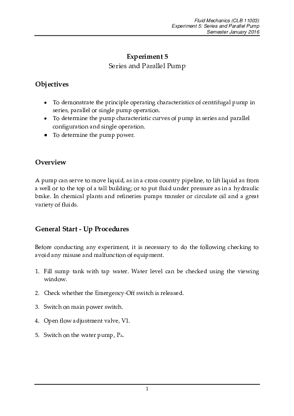 (PDF) Experiment 5 Series and Parallel Pump aisyah kasni Academia.edu