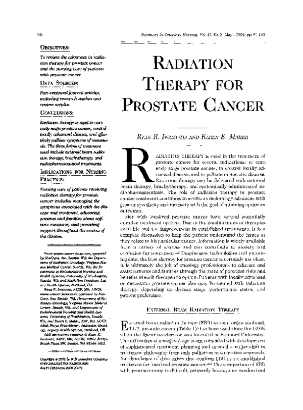 (PDF) Radiation therapy for prostate cancer