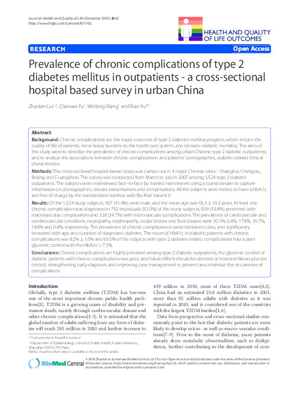 (PDF) Prevalence of chronic complications of type 2 diabetes mellitus ...