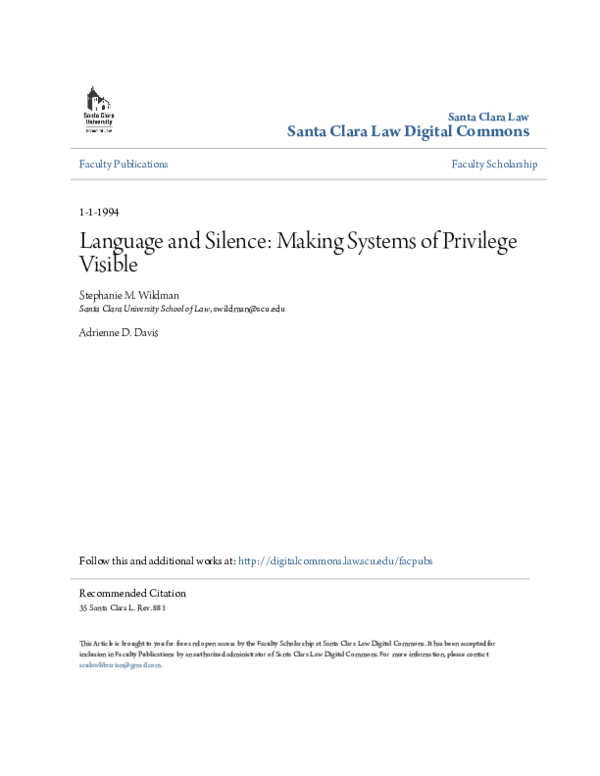 (PDF) Language and Silence: Making Systems of Privilege Visible