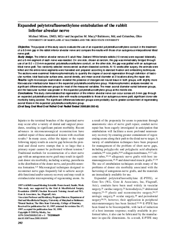 (PDF) Expanded polytetrafluoroethylene entubulation of the rabbit ...
