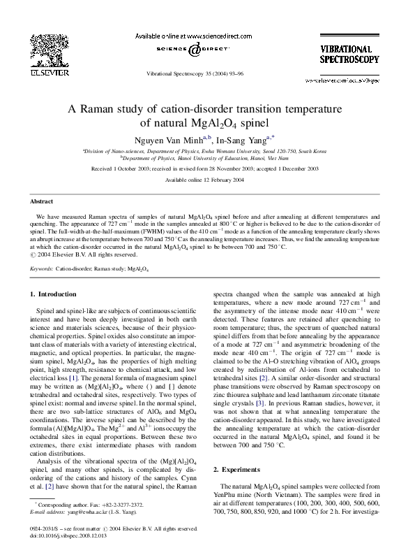 (PDF) A Raman study of cation-disorder transition temperature of ...