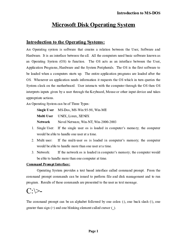 (DOC) Microsoft Disk Operating System Bhagat Enterprise Academia.edu