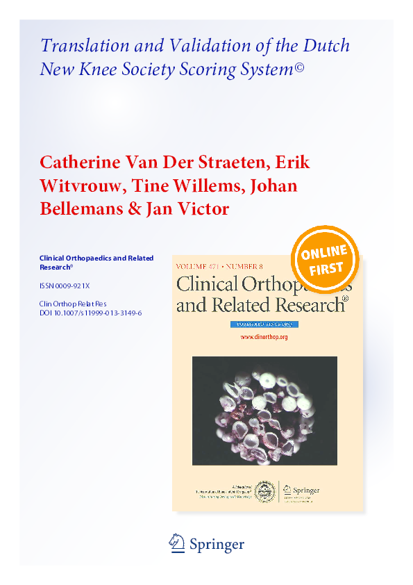(PDF) Translation and Validation of the Dutch New Knee Society Scoring ...
