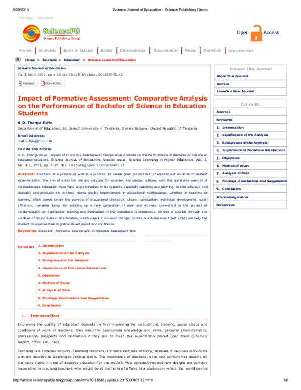 (PDF) Impact of Formative Assessment