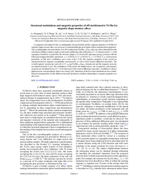 (PDF) Structural modulations and magnetic properties of off ...