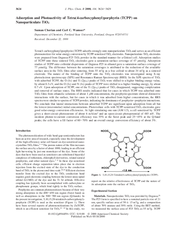(PDF) Adsorption and Photoactivity of Tetra(4-carboxyphenyl)porphyrin ...