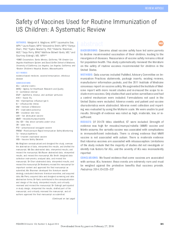 (PDF) Safety of vaccines used for routine immunization of U.S. children ...