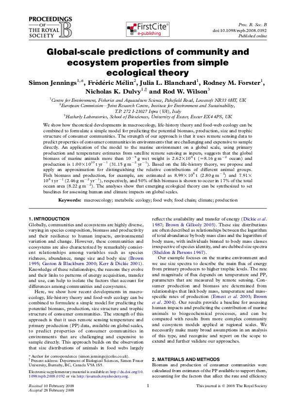 (PDF) Global-scale predictions of community and ecosystem properties ...