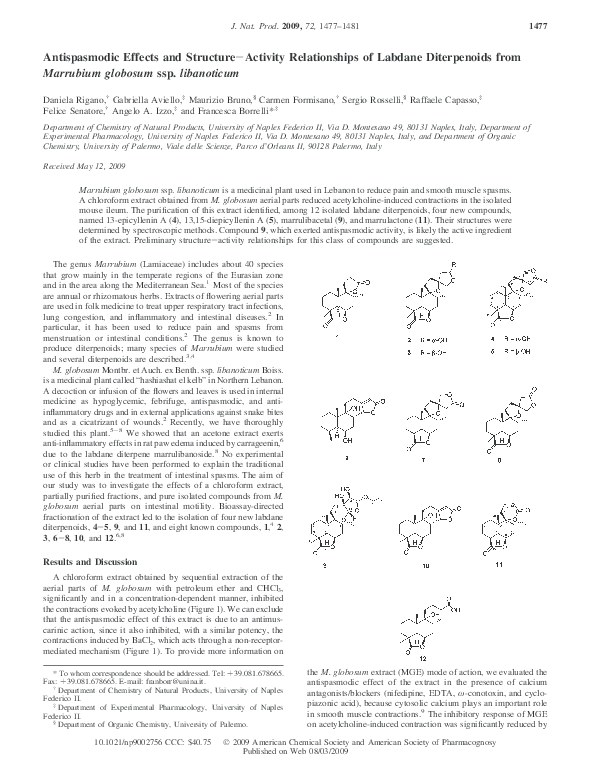 (PDF) Antispasmodic Effects and Structure−Activity Relationships of ...