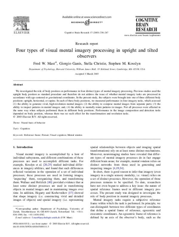 (PDF) Four types of visual mental imagery processing in upright and ...
