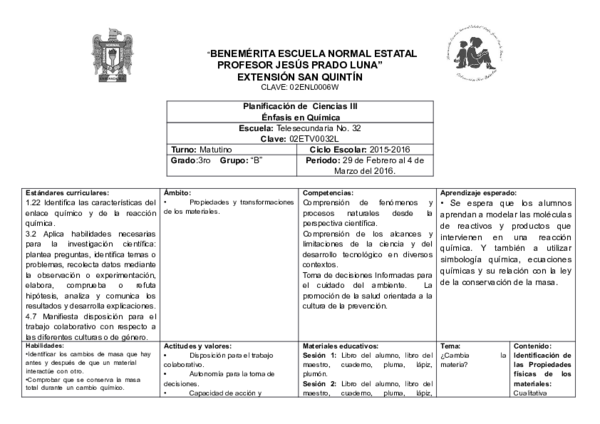 (DOC) " BENEMÉRITA ESCUELA NORMAL ESTATAL PROFESOR JESÚS PRADO LUNA