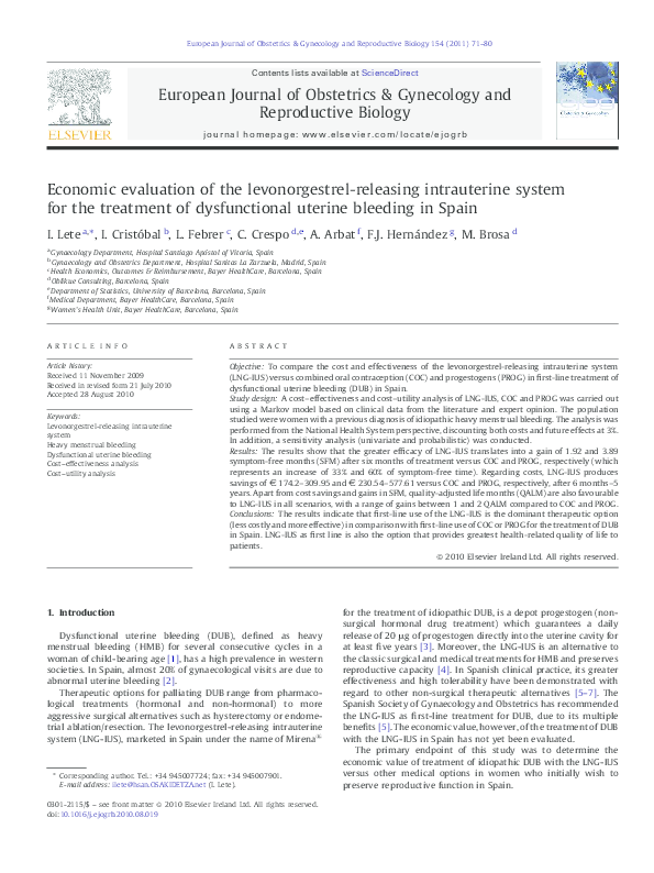 (PDF) Economic evaluation of the levonorgestrel-releasing intrauterine ...