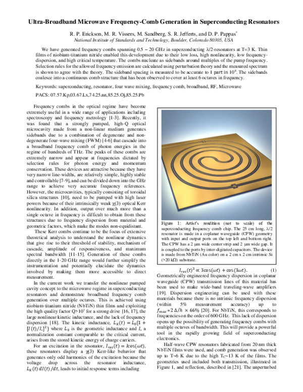 (PDF) Frequency Comb Generation in Superconducting Resonators