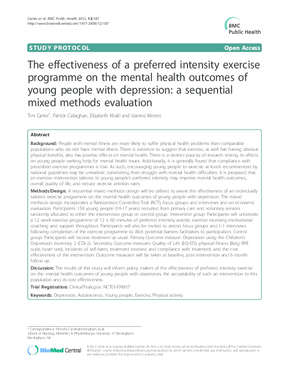 (PDF) The effectiveness of a preferred intensity exercise programme on ...