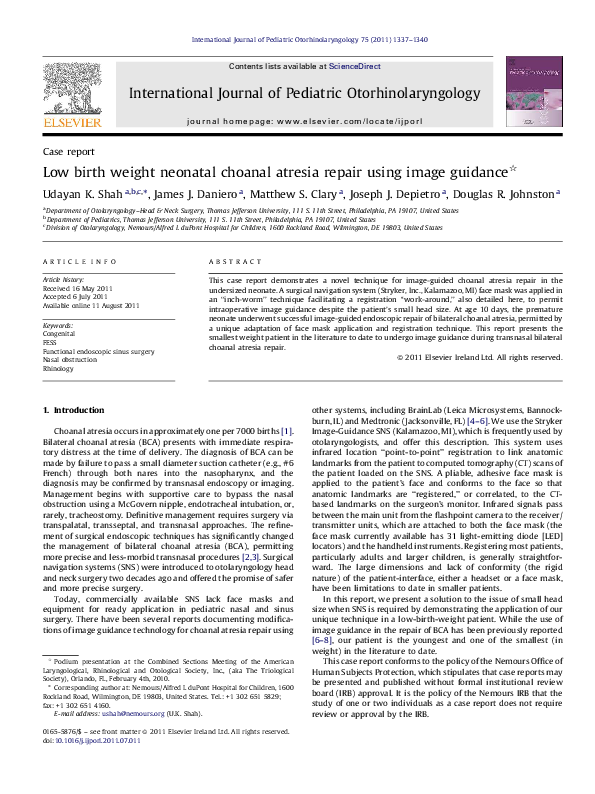 (PDF) Low birth weight neonatal choanal atresia repair using image