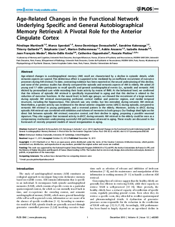 (PDF) Age-Related Changes in the Functional Network Underlying Specific ...
