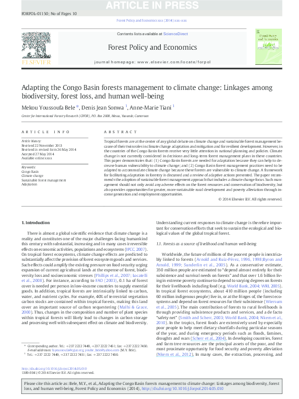 (PDF) Adapting the Congo Basin forests management to climate change ...