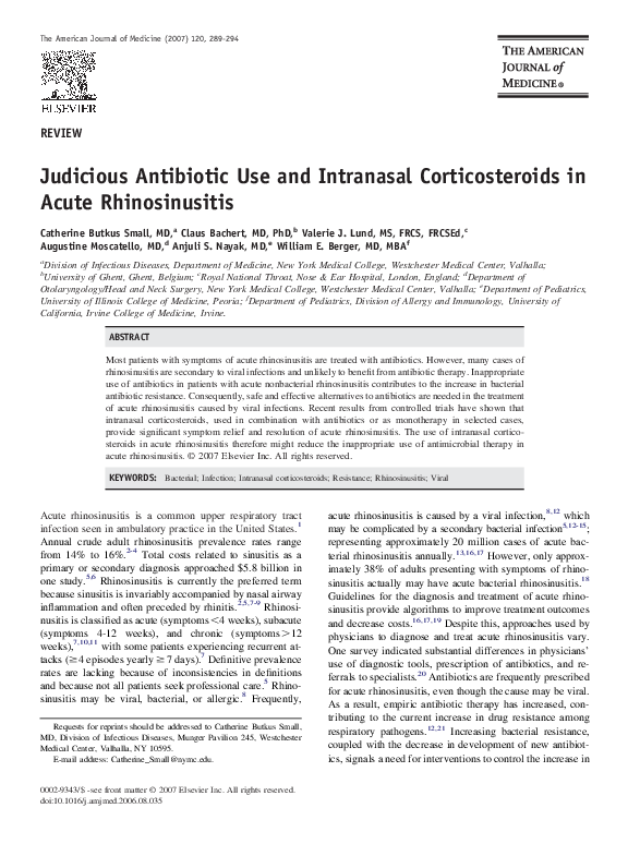 (PDF) Judicious Antibiotic Use and Intranasal Corticosteroids in Acute