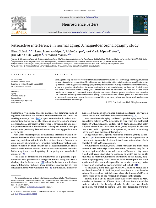 (PDF) Retroactive interference in normal aging: A ...