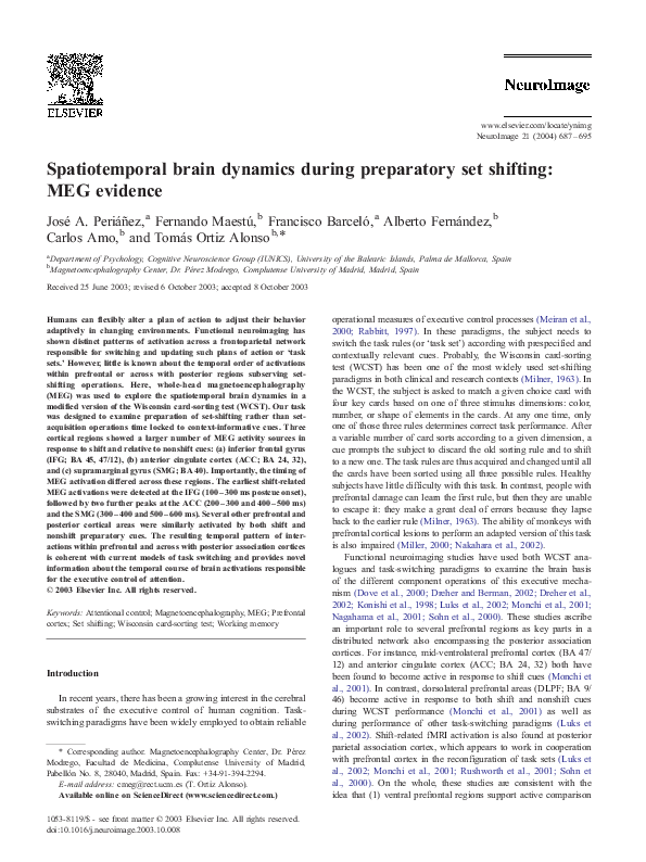 (PDF) Spatiotemporal brain dynamics during preparatory set shifting ...