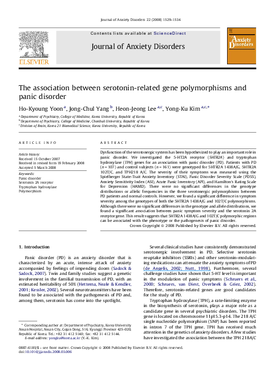 (PDF) The association between serotonin-related gene polymorphisms and ...