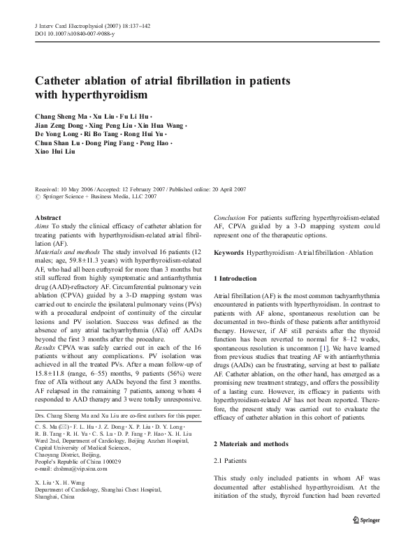 (PDF) Catheter Ablation of Atrial Fibrillation in Patients with ...