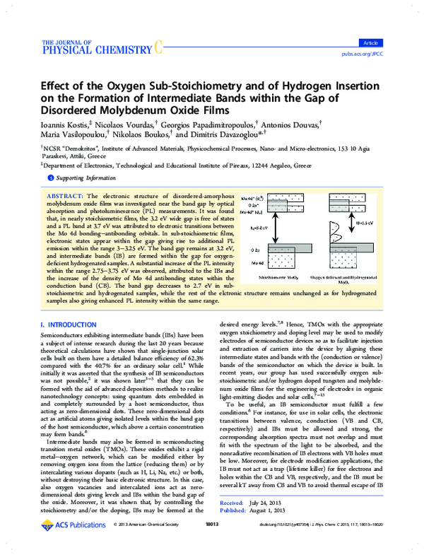 (PDF) Effect of the Oxygen Sub-Stoichiometry and of Hydrogen Insertion ...