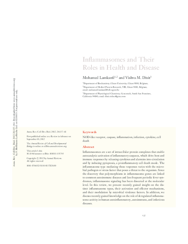 (PDF) Inflammasomes and Their Roles in Health and Disease