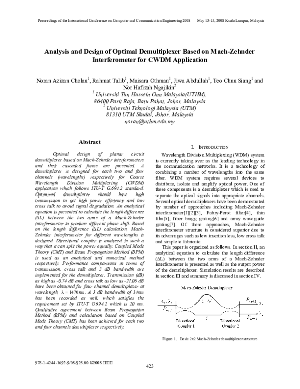 (PDF) Analysis and design of optimal demultiplexer based on Mach ...