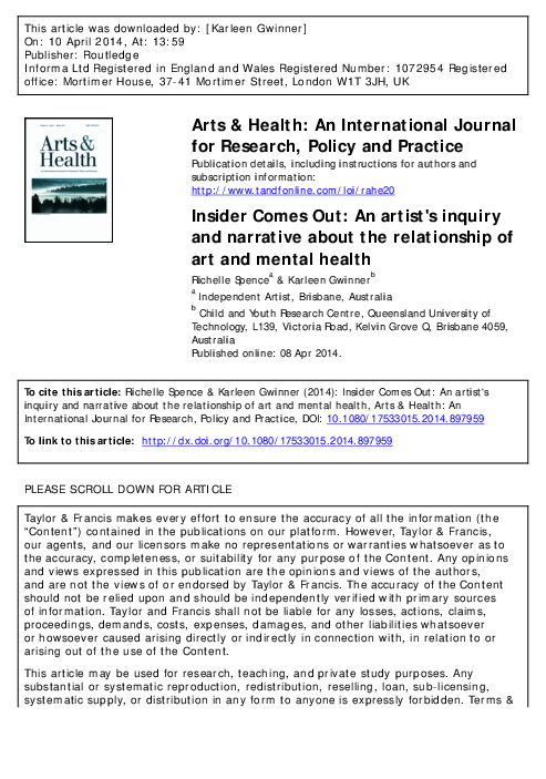 (PDF) Insider Comes Out: An artist's inquiry and narrative about the ...