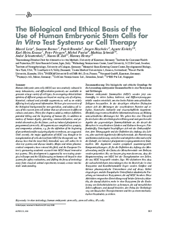 (PDF) The biological and ethical basis of the use of human embryonic ...