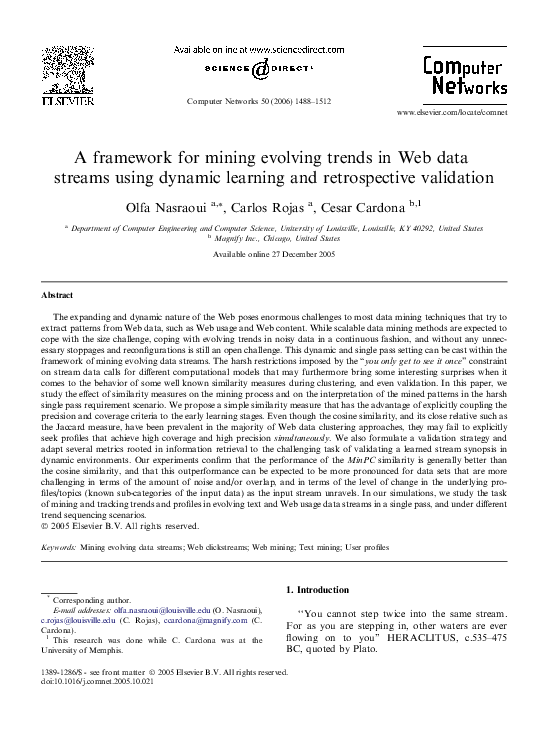 (PDF) A framework for mining evolving trends in Web data streams using ...